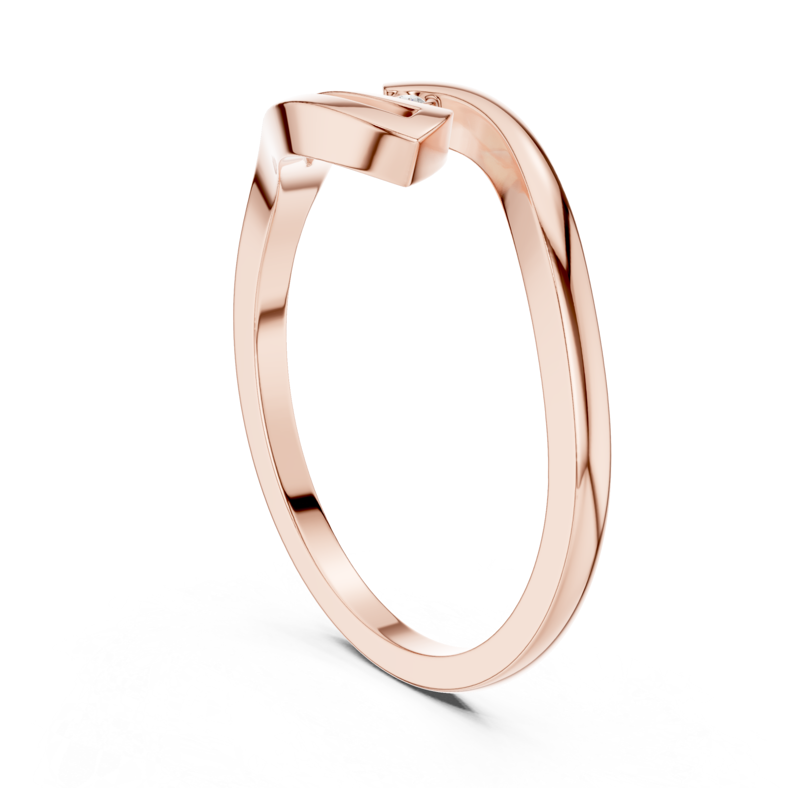  Rose Gold Essence Flow Solitaire Ring Left View