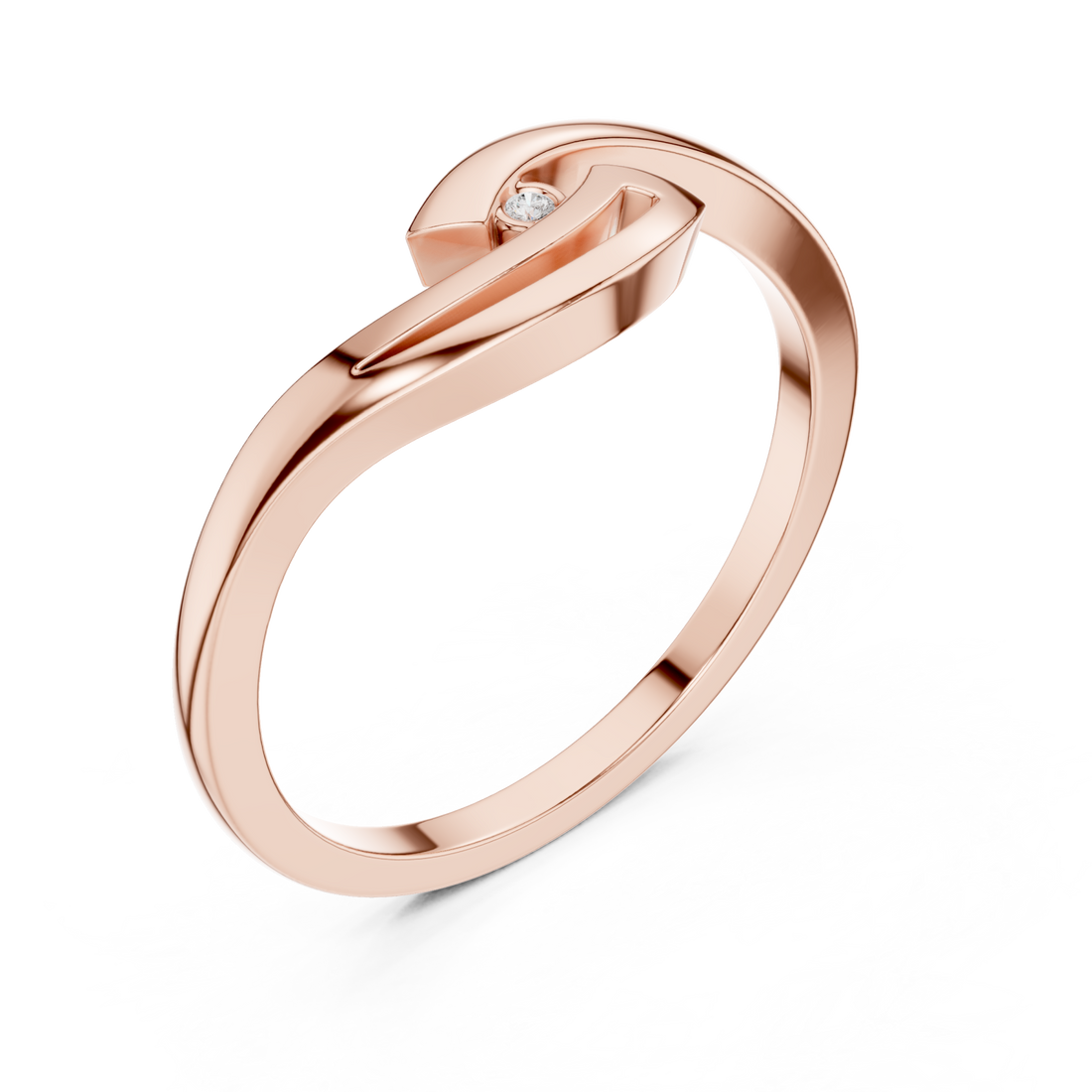  Rose Gold Essence Flow Solitaire Ring Right View