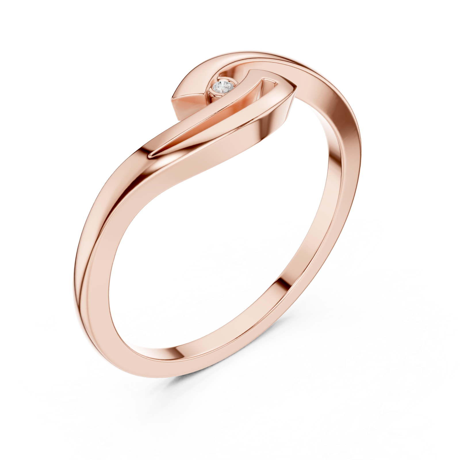  Rose Gold Essence Flow Solitaire Ring Right View