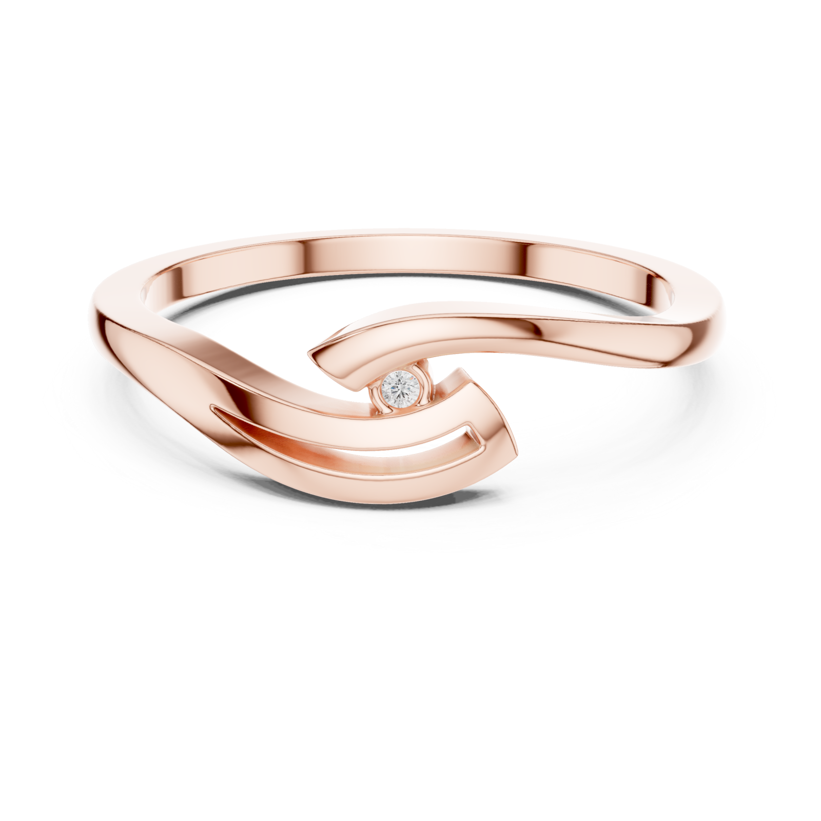  Rose Gold Essence Flow Solitaire Ring Front View