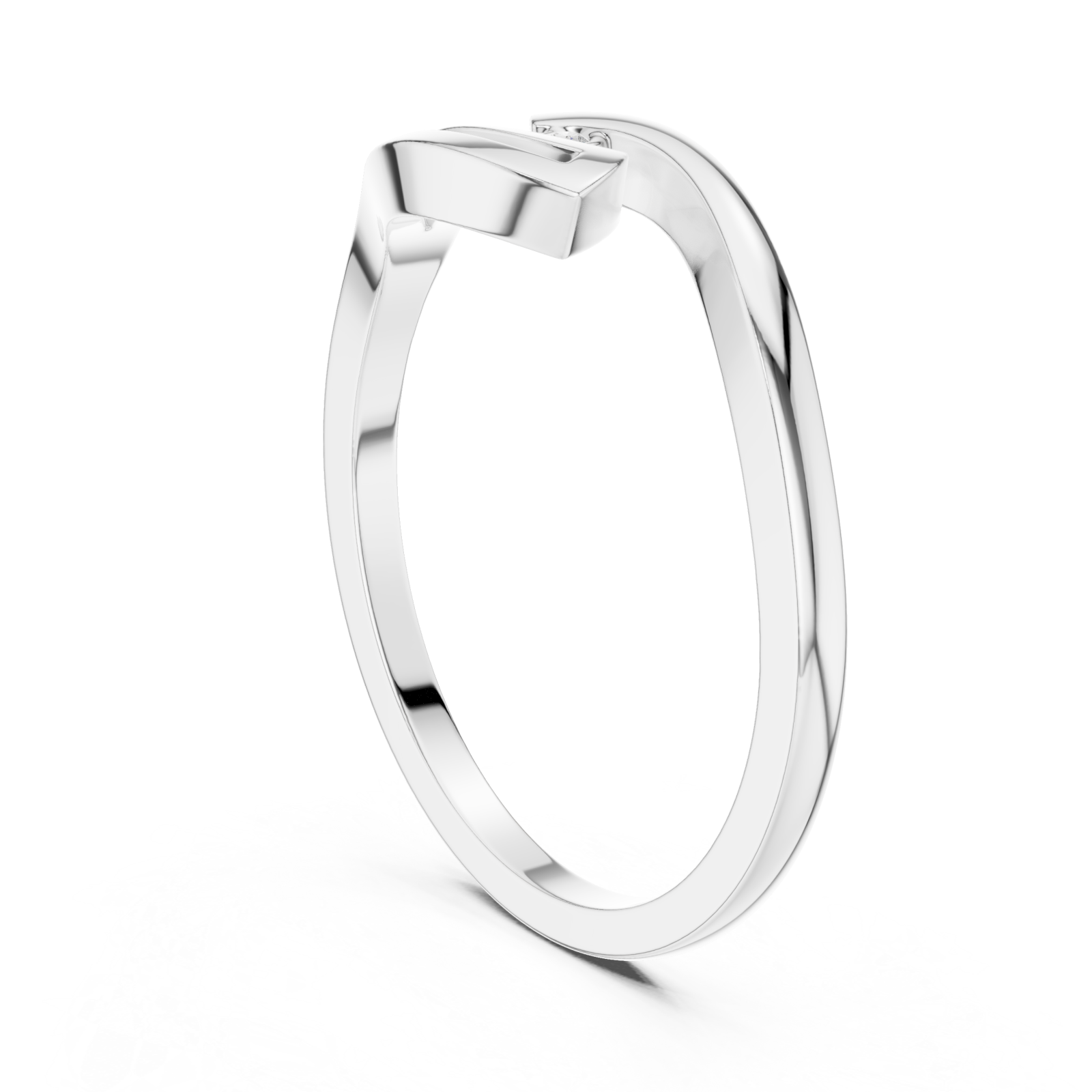  White Gold Essence Flow Solitaire Ring Left View