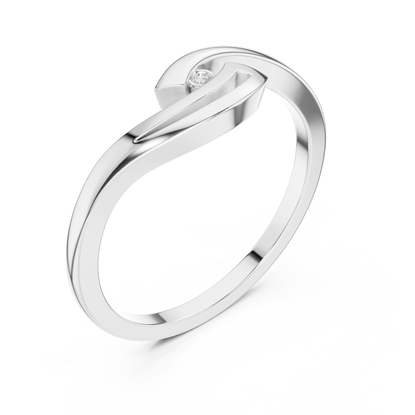  White Gold Essence Flow Solitaire Ring Right View