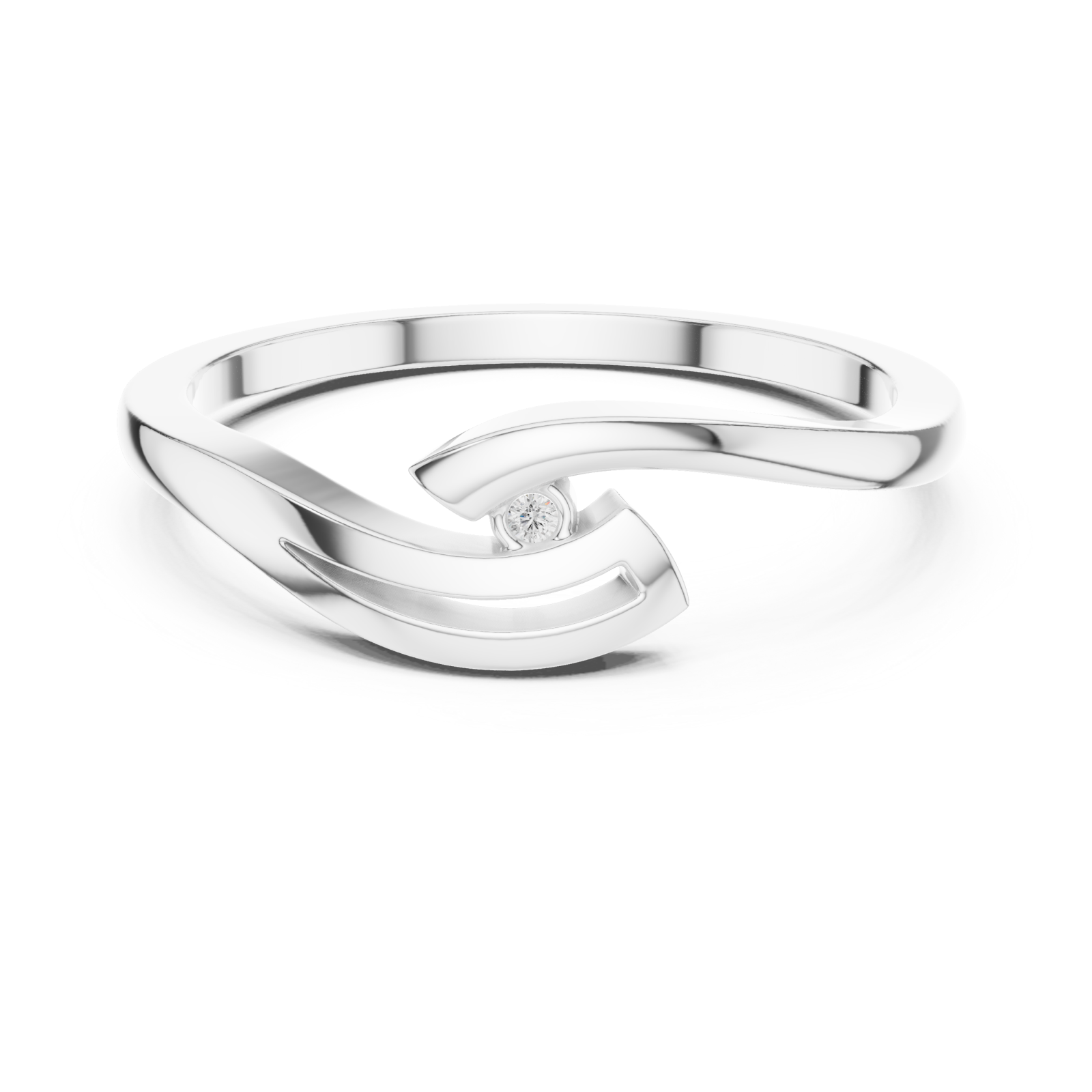  White Gold Essence Flow Solitaire Ring Front View
