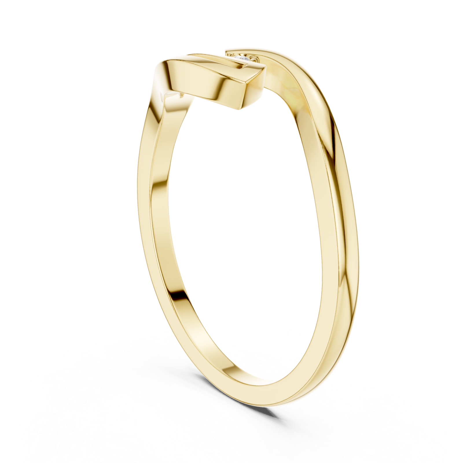  Gold Essence Flow Solitaire Ring Left View