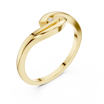 Gold Essence Flow Solitaire Ring Right View