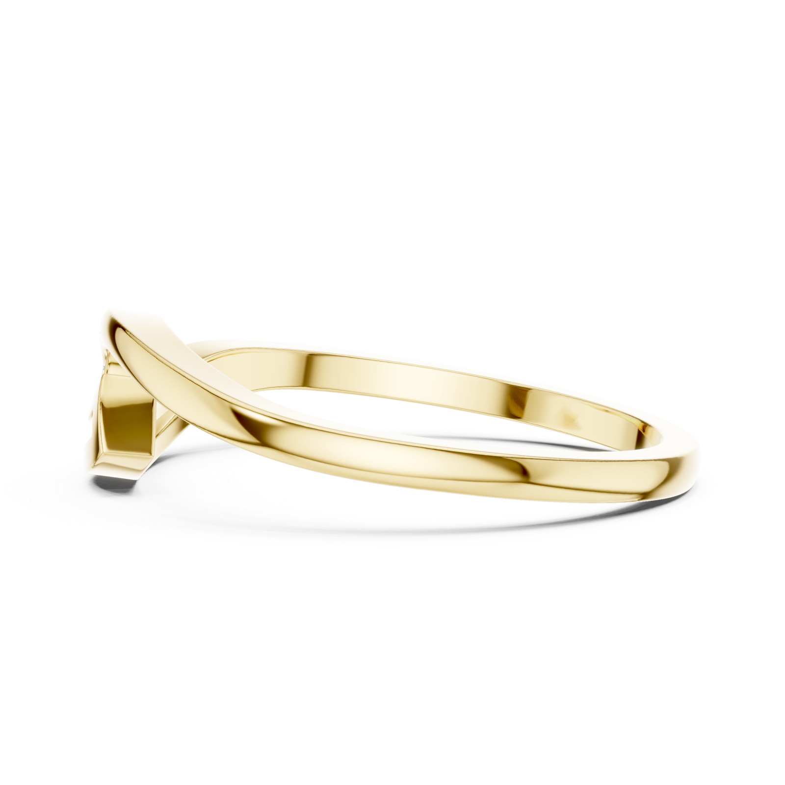  Gold Essence Flow Solitaire Ring Side View