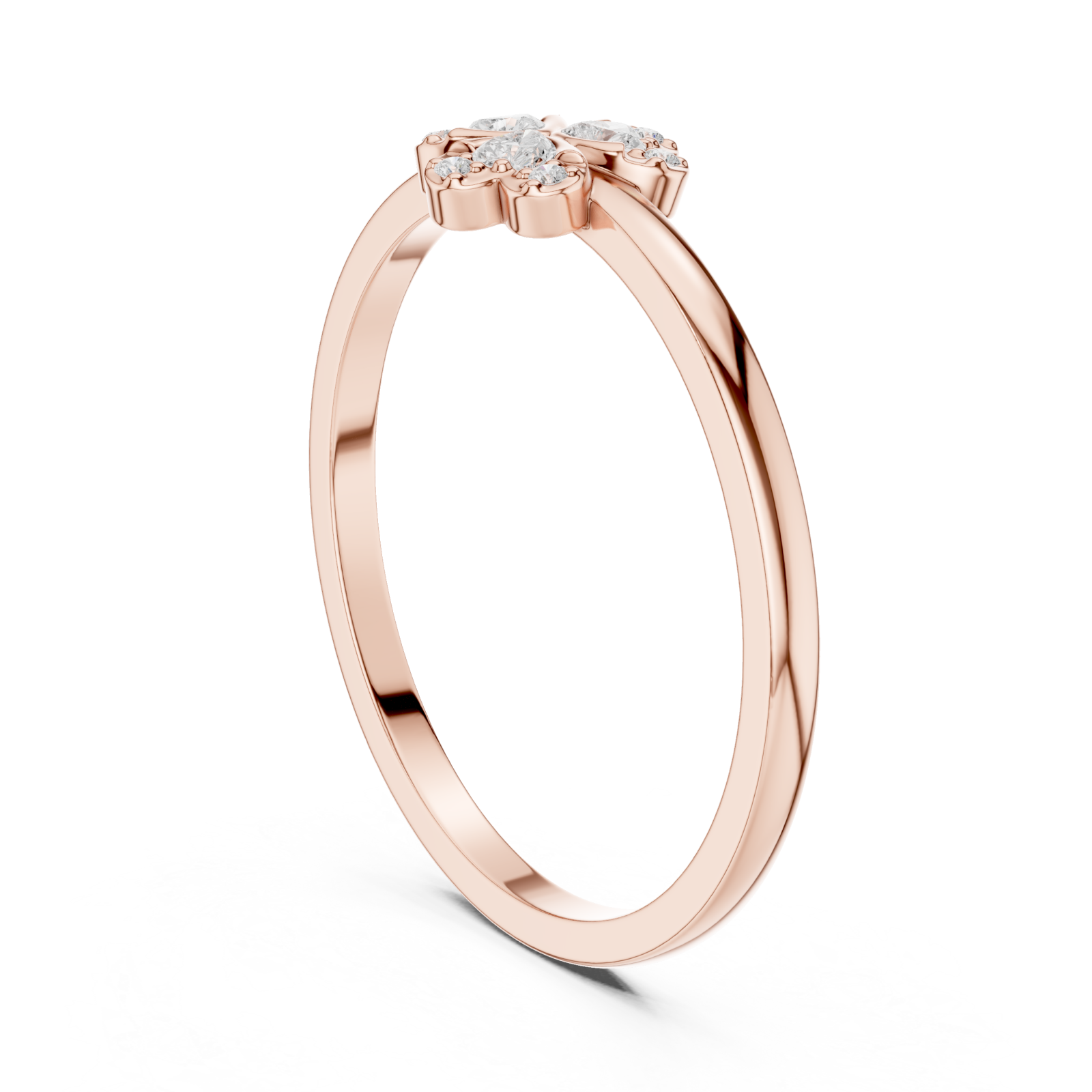  Rose Gold Petite Clover Blossom Ring Left View