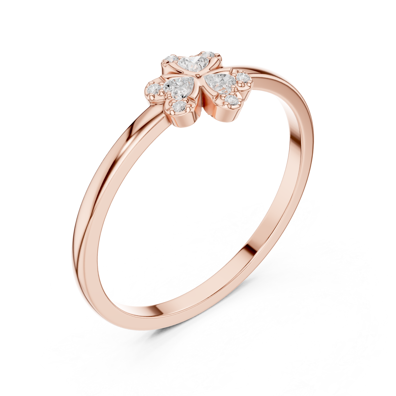  Rose Gold Petite Clover Blossom Ring Right View