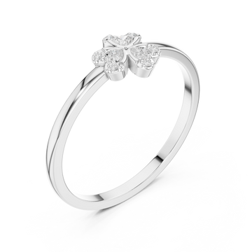  White Gold Petite Clover Blossom Ring Right View