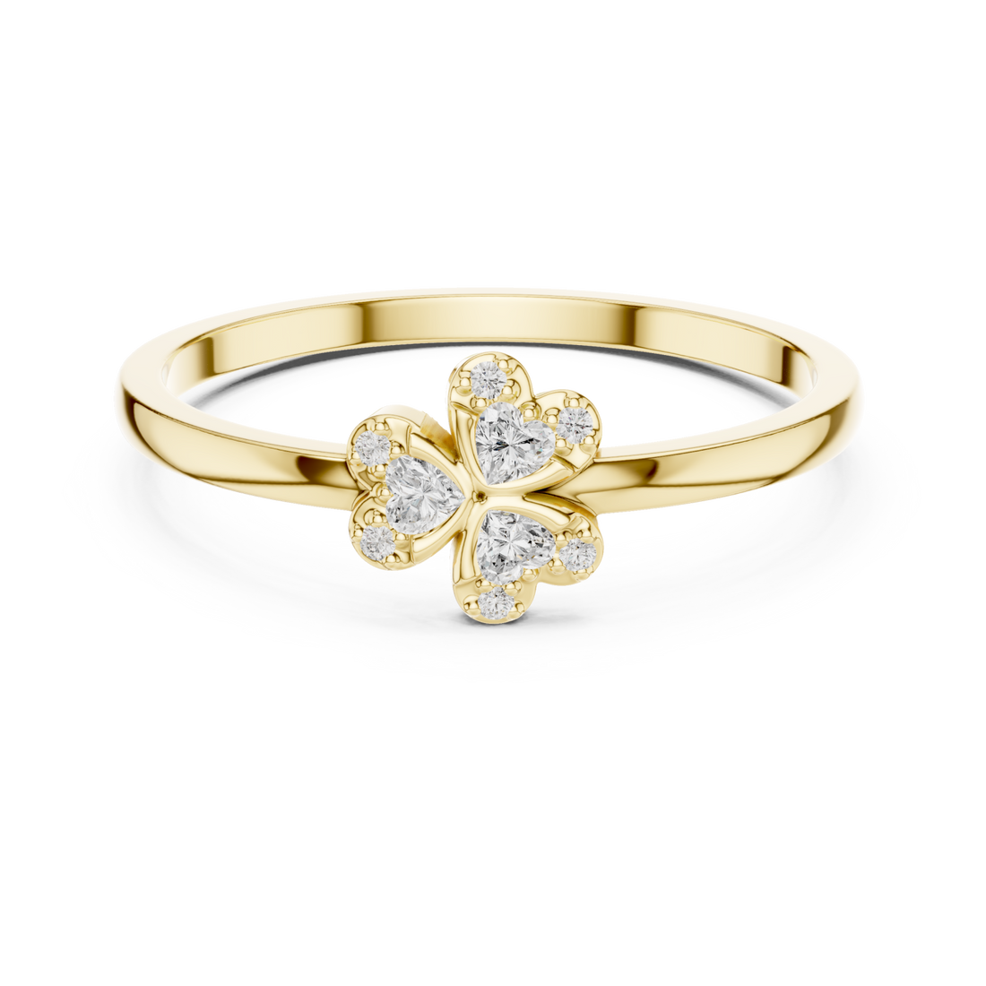 Gold Petite Clover Blossom Ring Right View