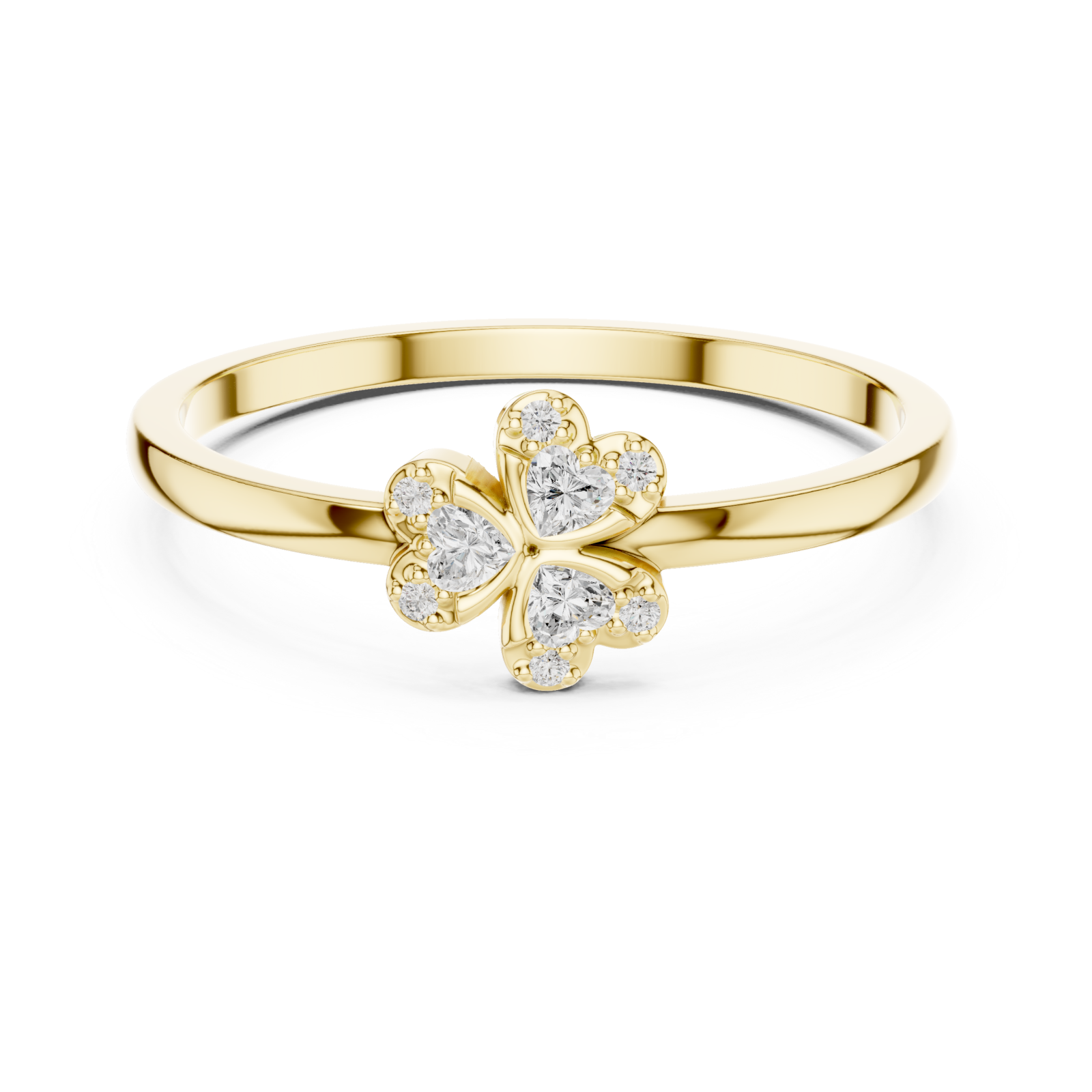  Gold Petite Clover Blossom Ring Front View