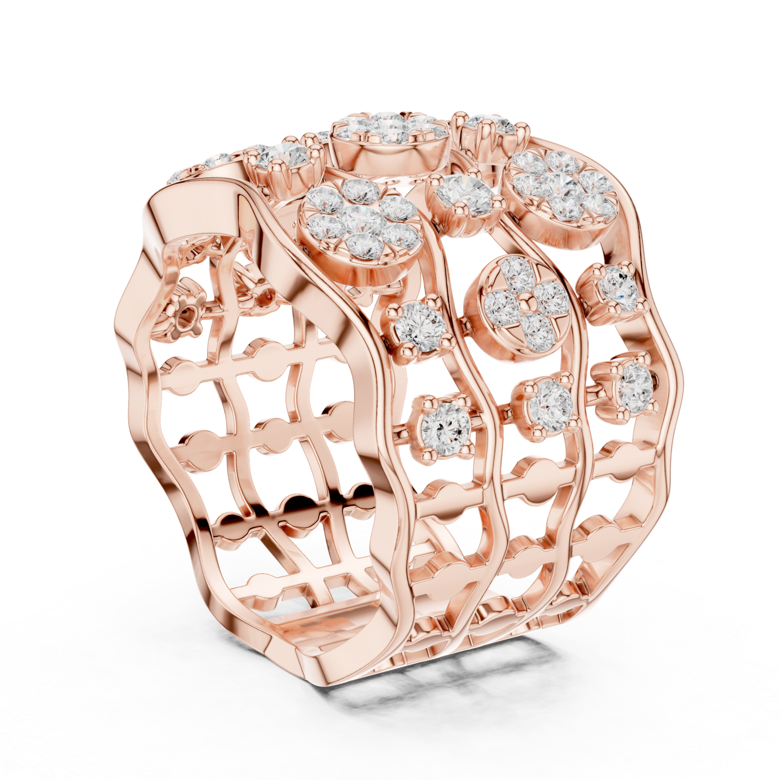  Rose Gold Daisy Garland Band Ring Left View
