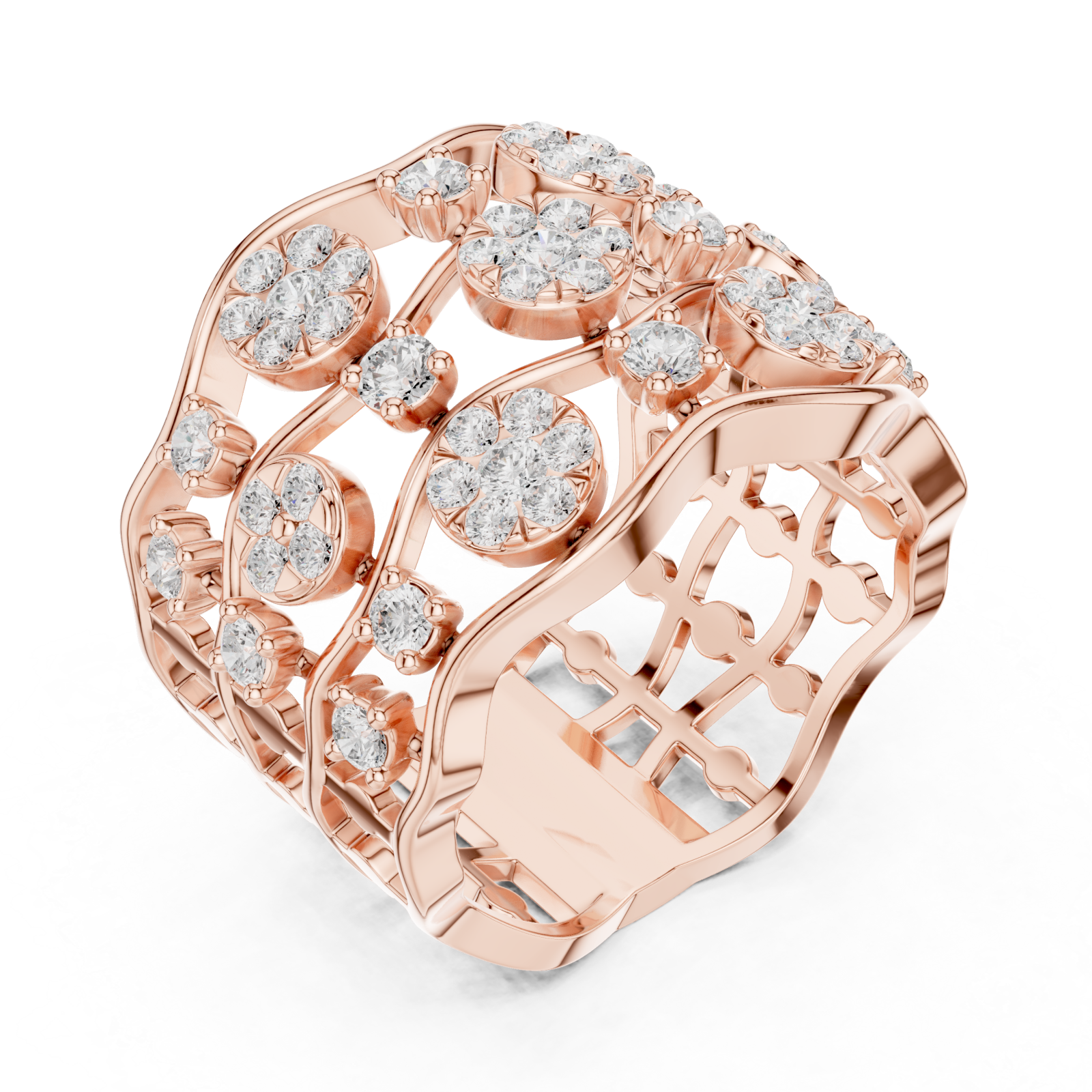  Rose Gold Daisy Garland Band Ring Right View