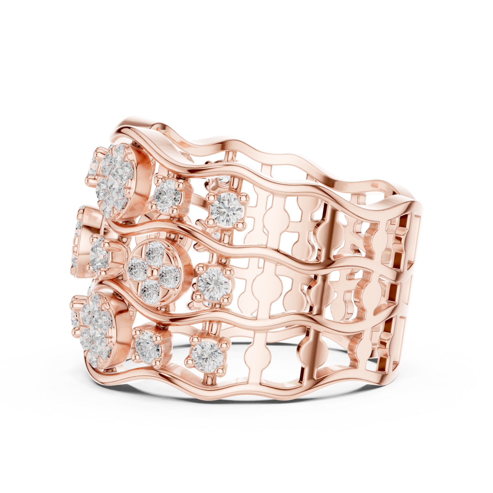  Rose Gold Daisy Garland Band Ring Side View