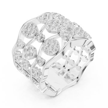  White Gold Daisy Garland Band Ring Right View
