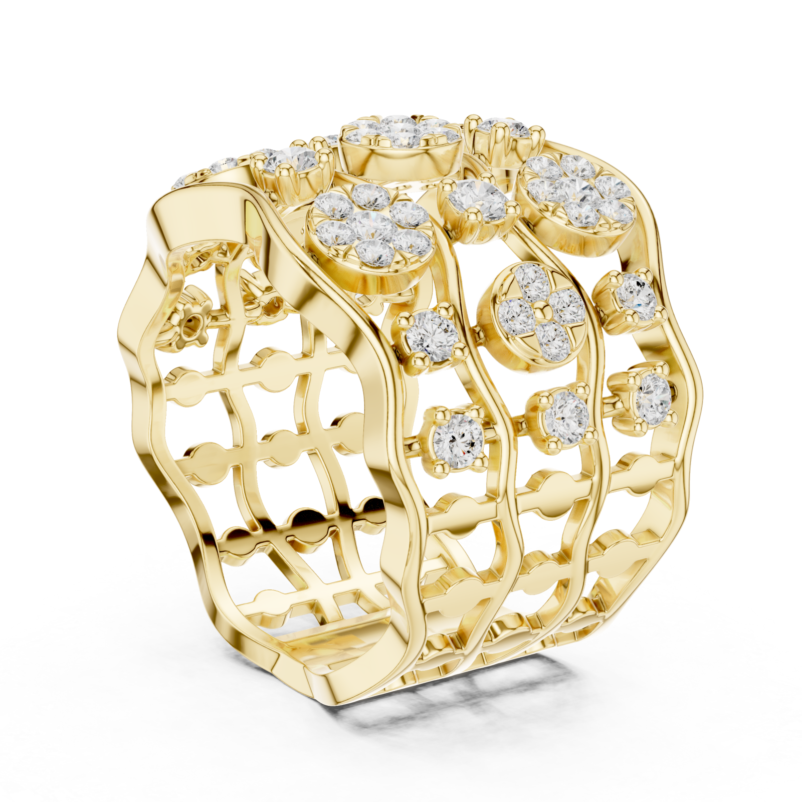  Gold Daisy Garland Band Ring Left View
