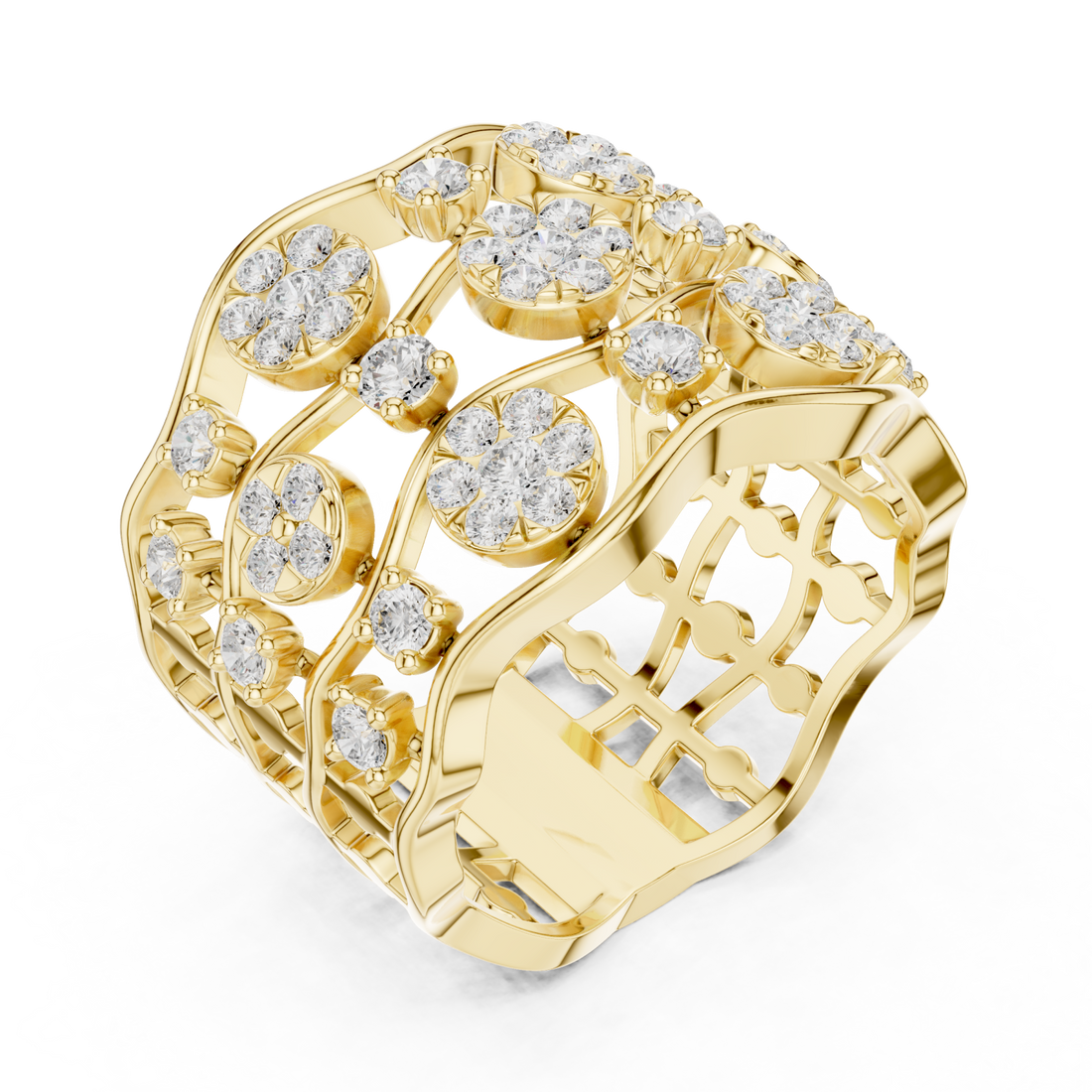 Gold Daisy Garland Band Ring Right View