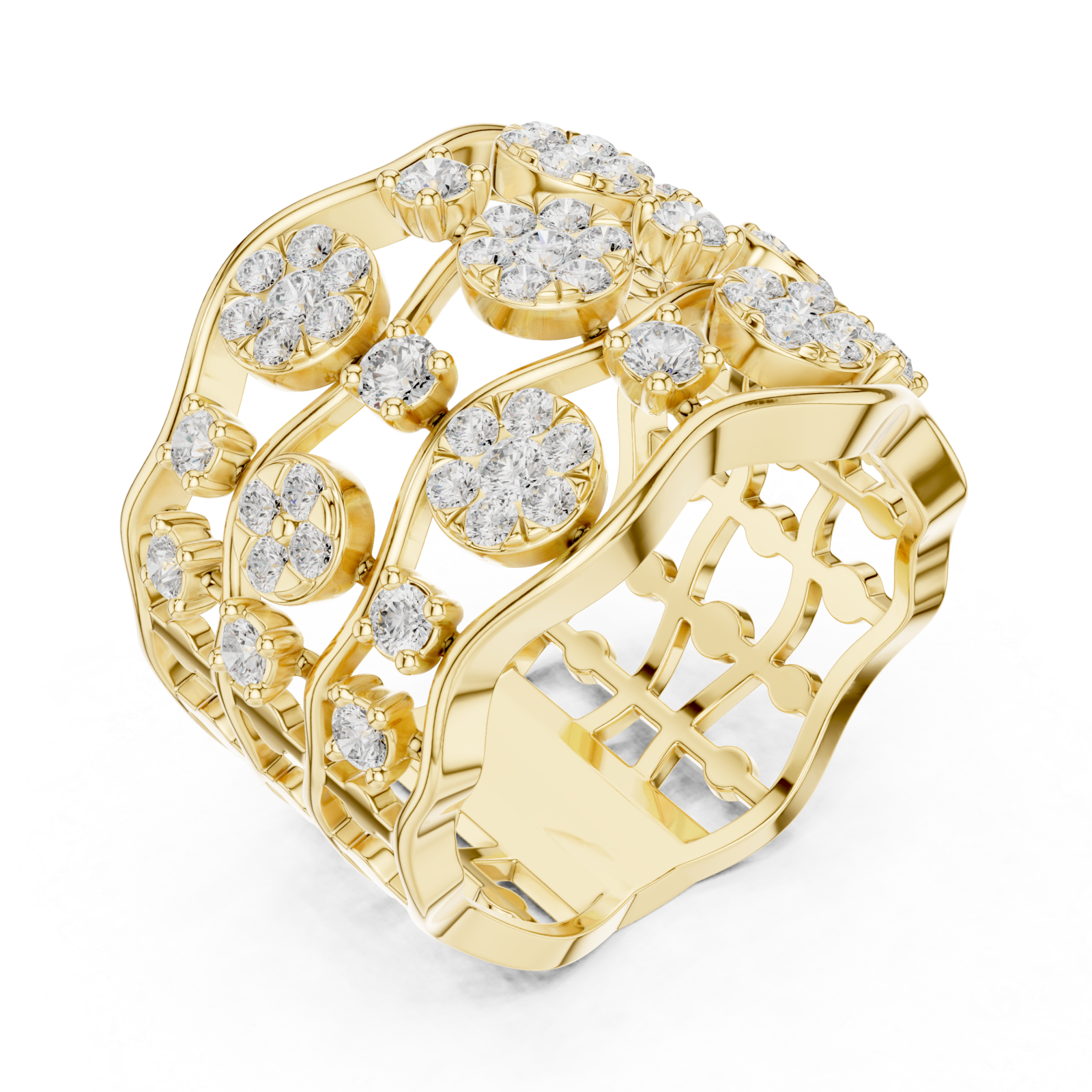 Gold Daisy Garland Band Ring Right View