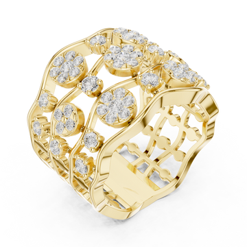 Gold Daisy Garland Band Ring Right View