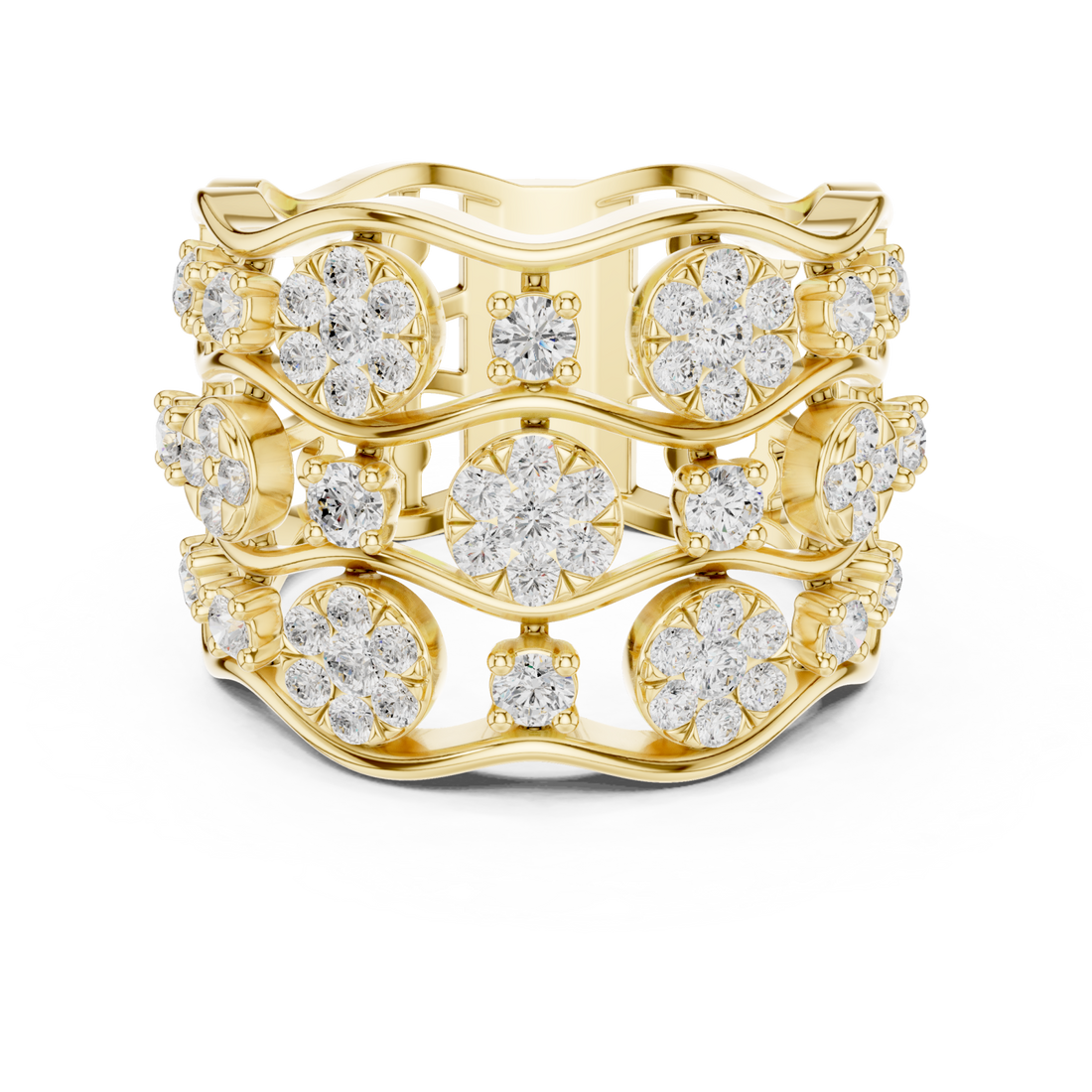Gold Daisy Garland Band Ring Right View