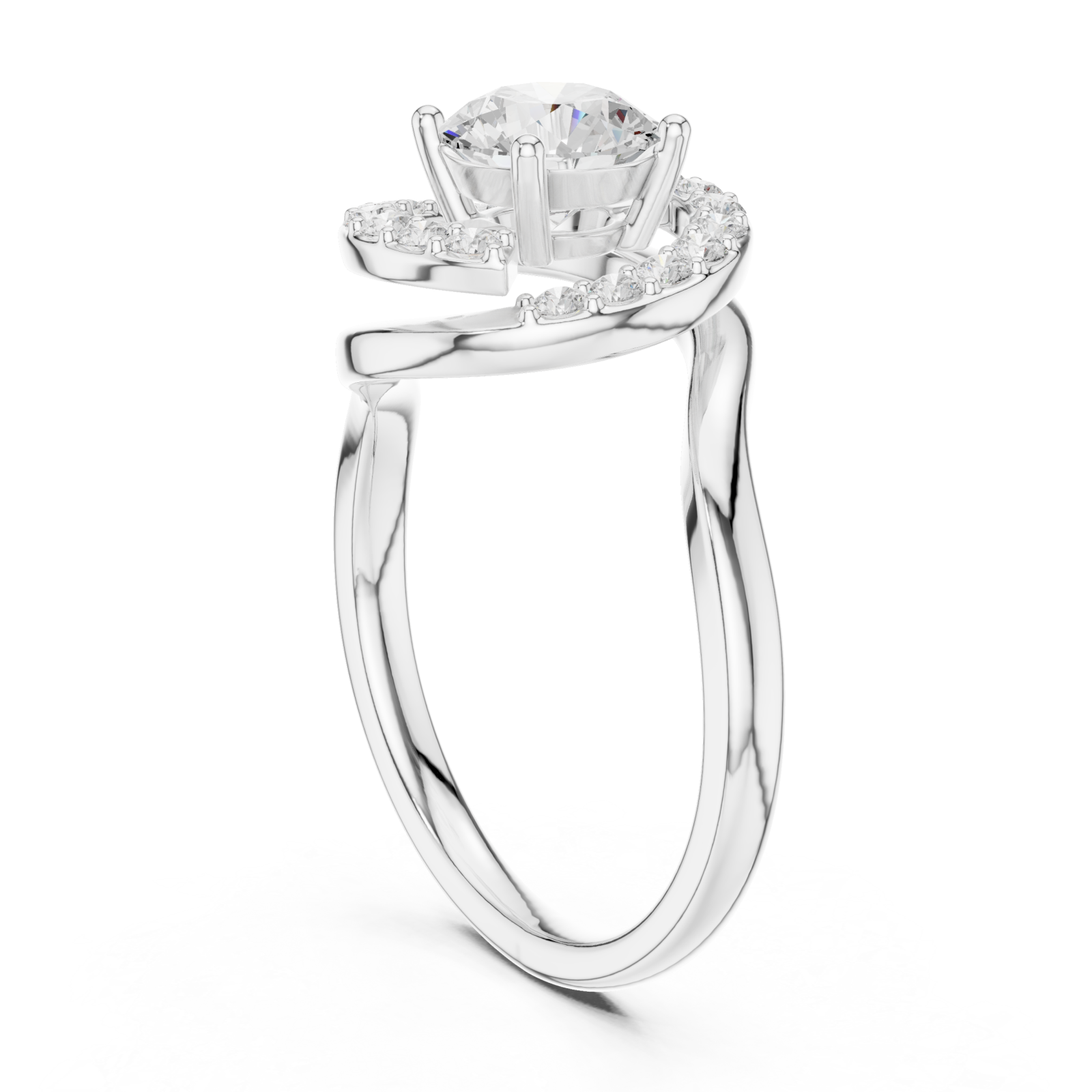  White Gold Twilight Curve Elegance Solitaire Ring Left View