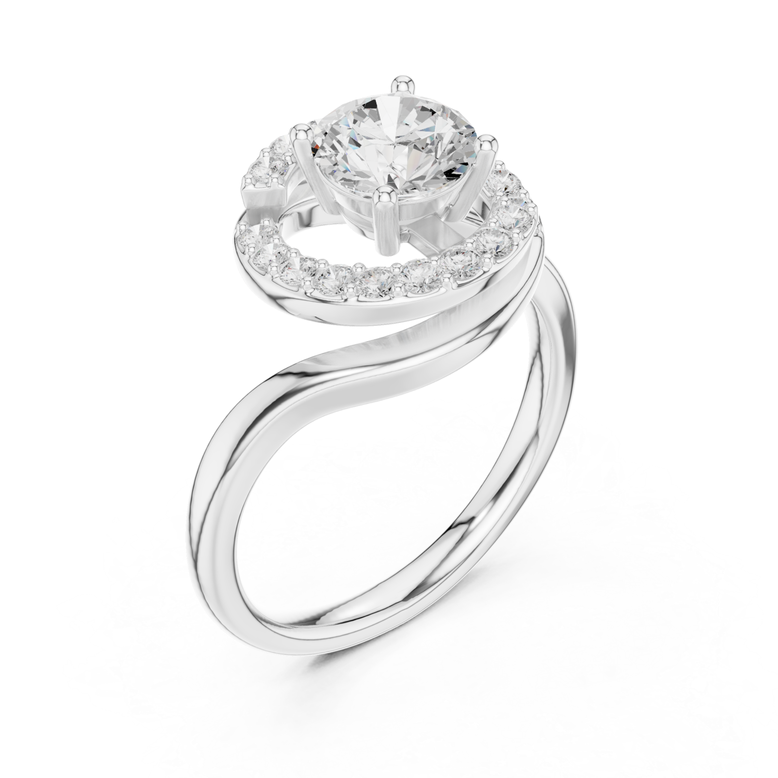 White Gold Twilight Curve Elegance Solitaire Ring Right View