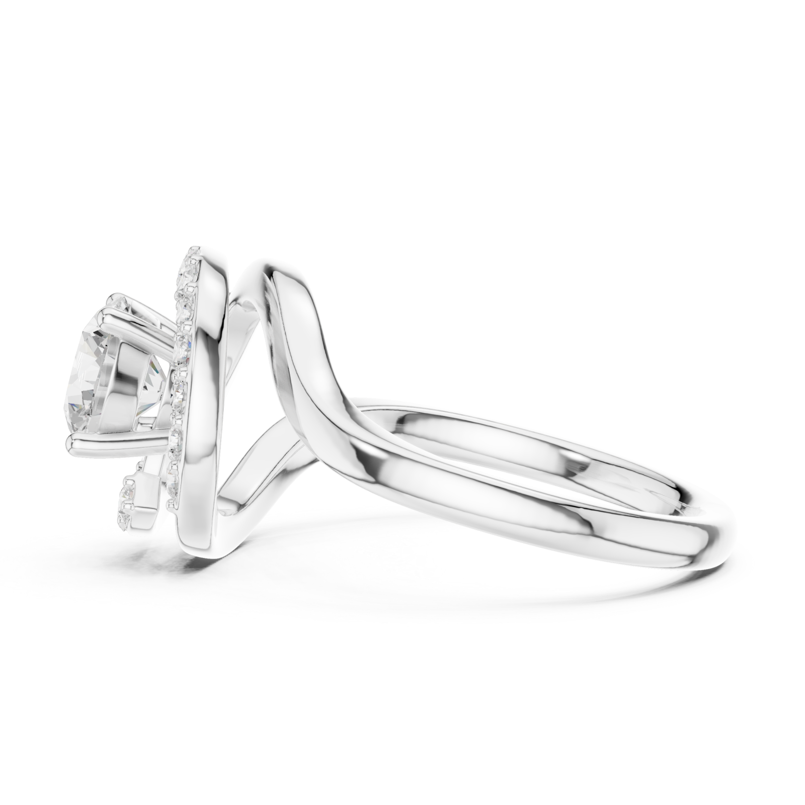  White Gold Twilight Curve Elegance Solitaire Ring Side View