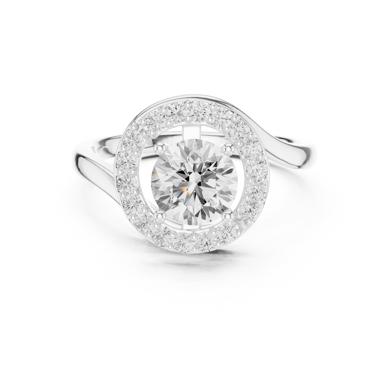  White Gold Twilight Curve Elegance Solitaire Ring Front View