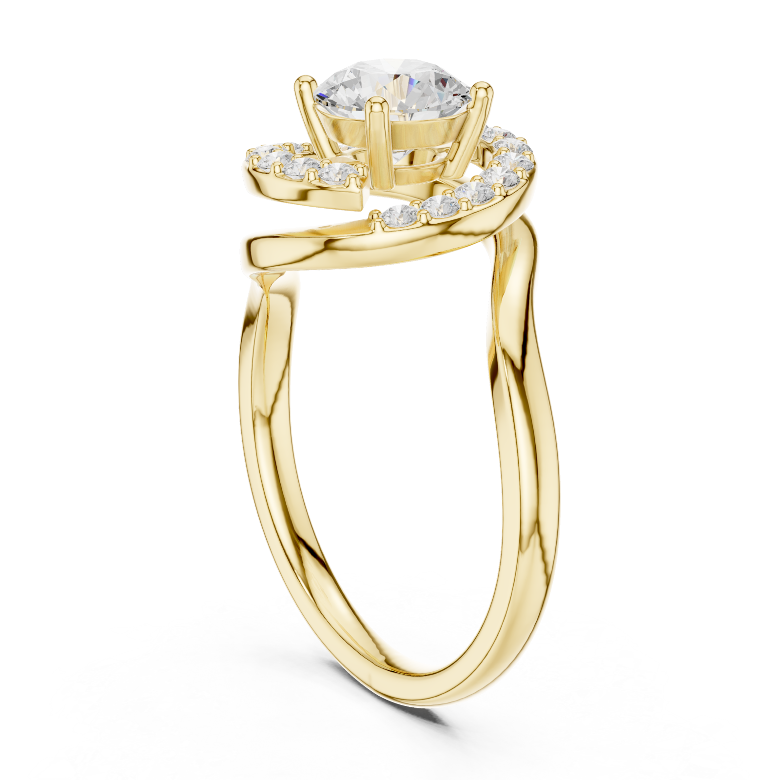  Gold Twilight Curve Elegance Solitaire Ring Left View