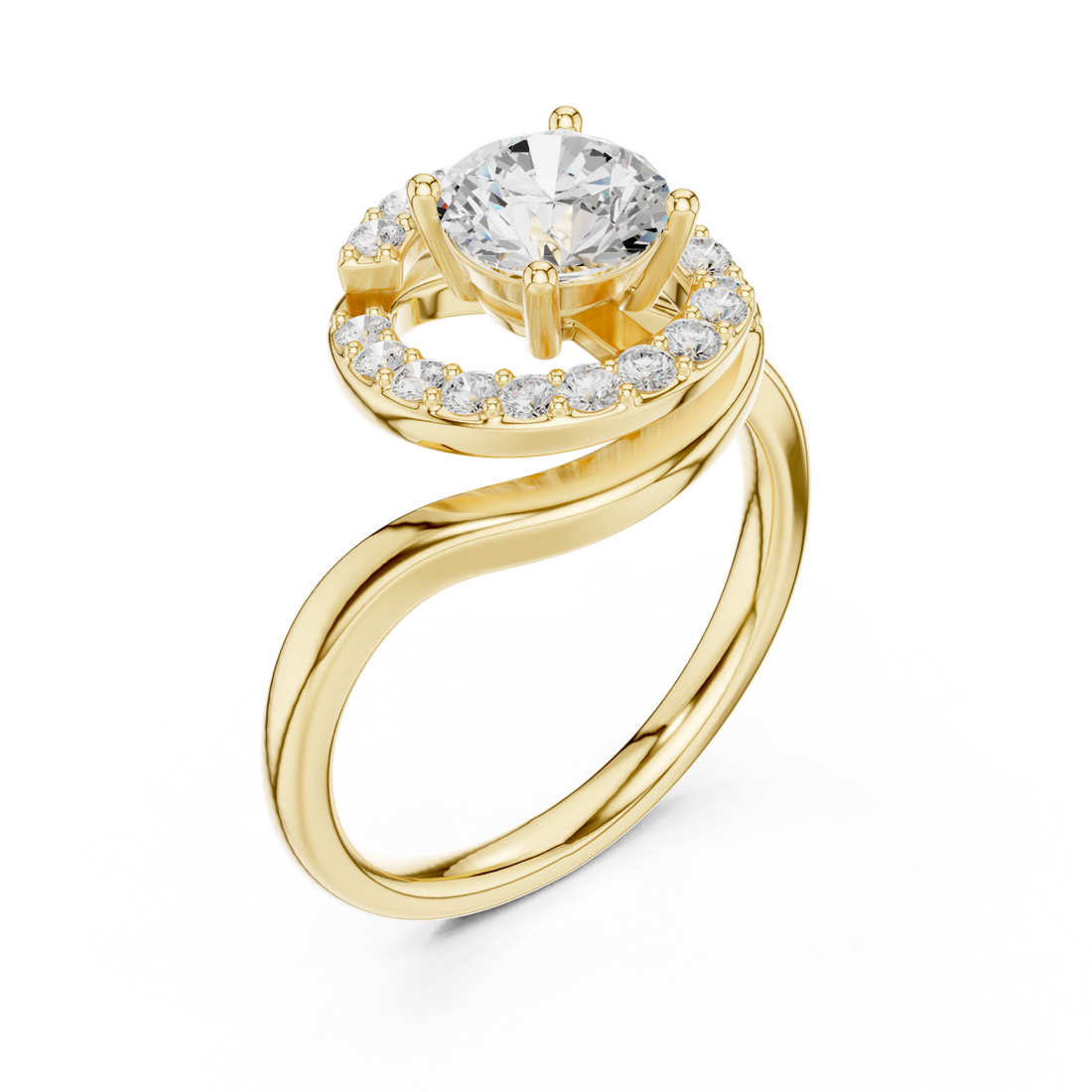 Gold Twilight Curve Elegance Solitaire Ring Right View