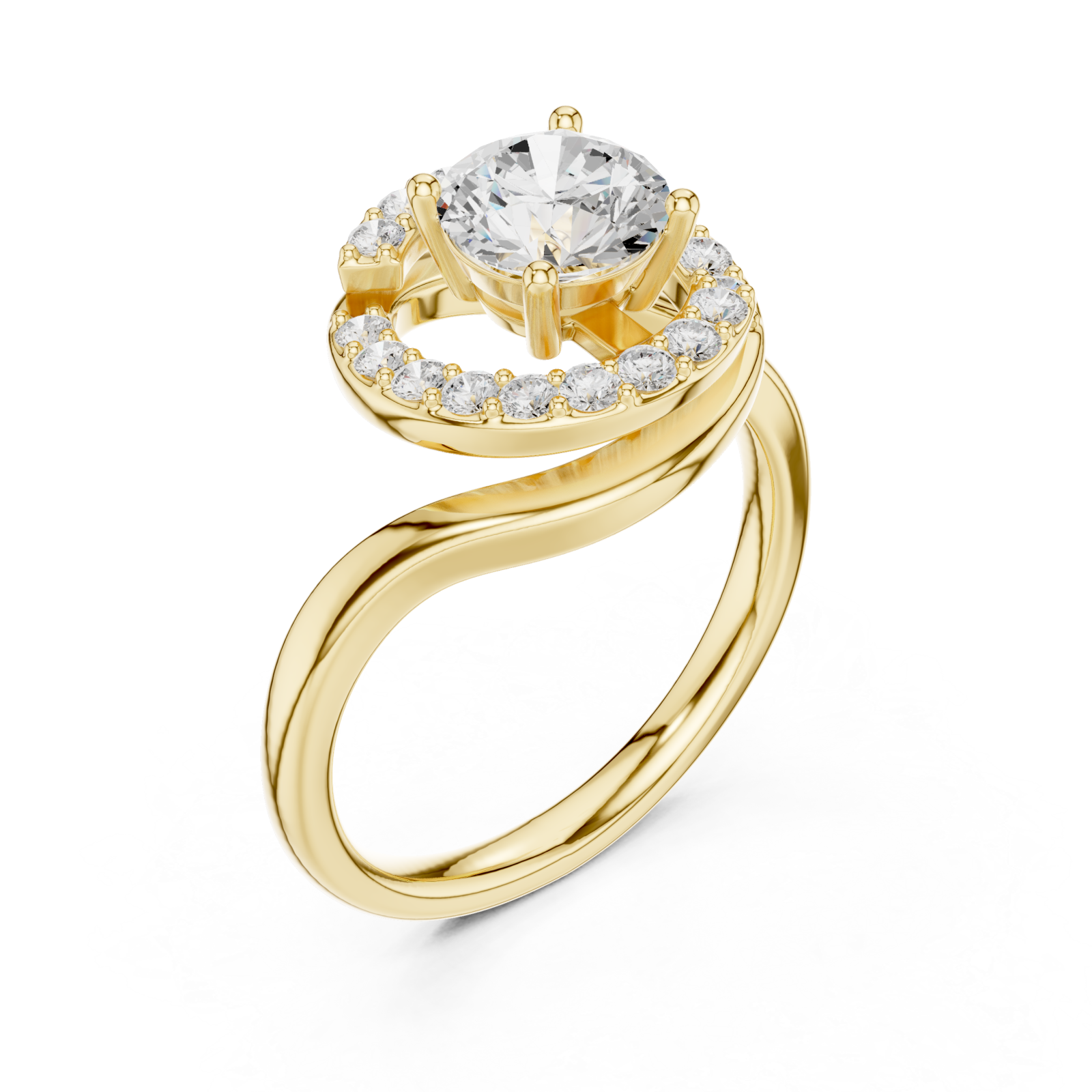 Gold Twilight Curve Elegance Solitaire Ring Right View