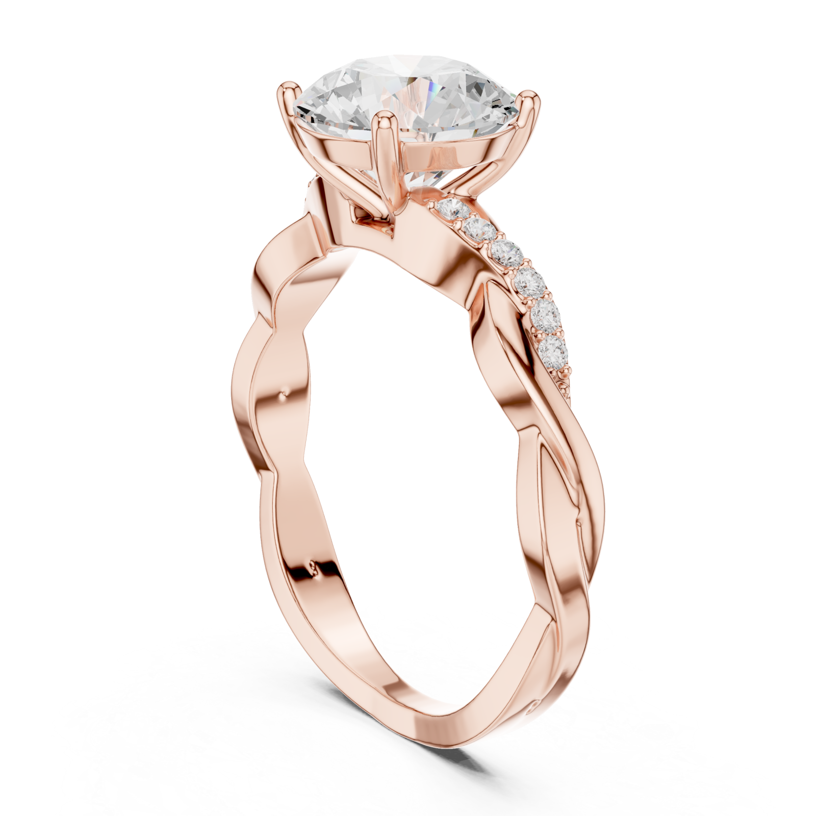  Rose Gold Lavish Crest Solitaire Ring Left View