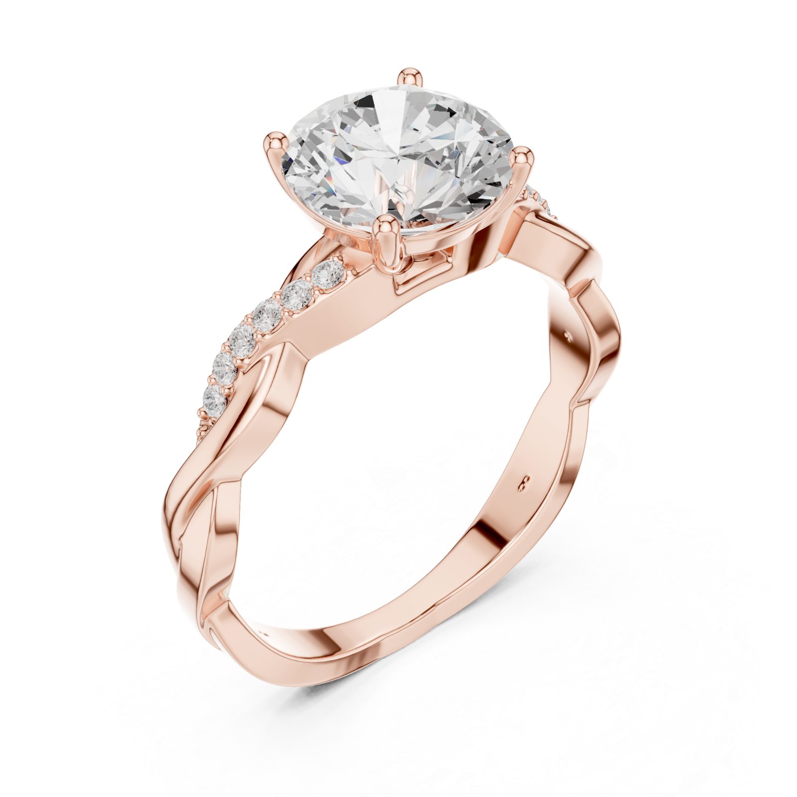  Rose Gold Lavish Crest Solitaire Ring Right View