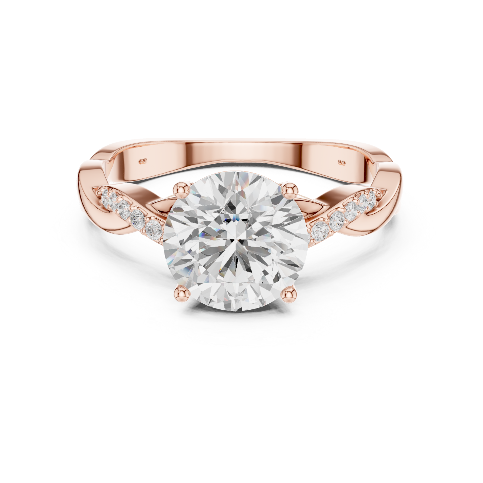  Rose Gold Lavish Crest Solitaire Ring Front View