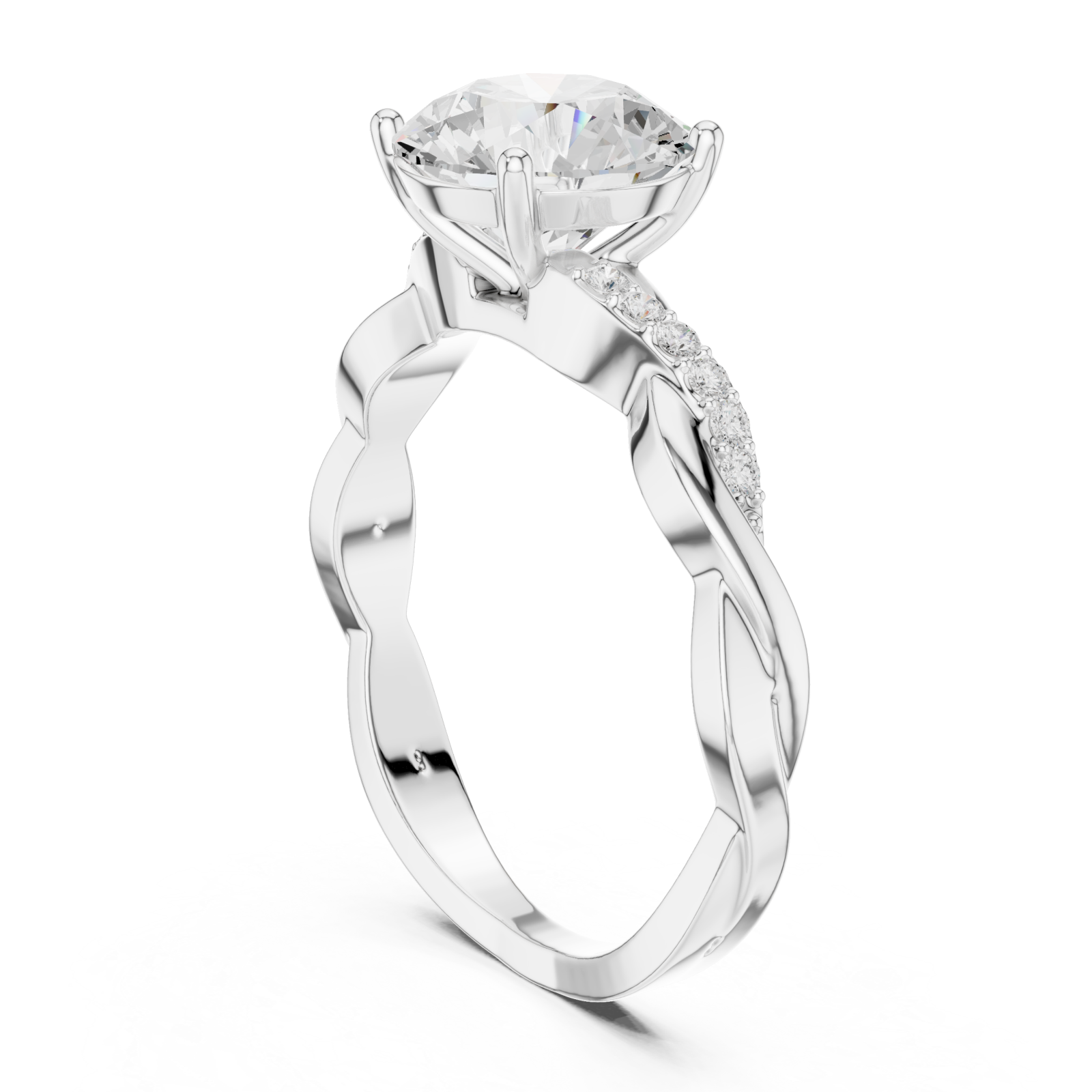  White Gold Lavish Crest Solitaire Ring Left View