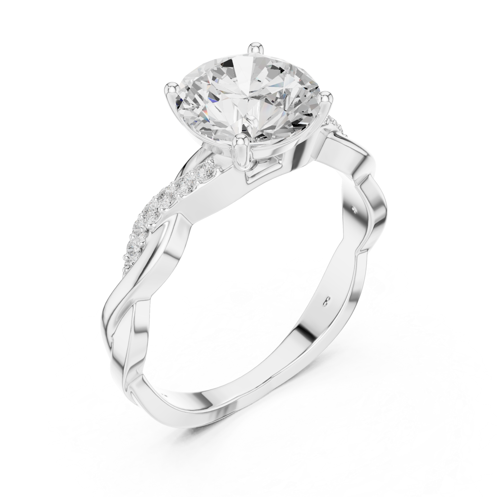  White Gold Lavish Crest Solitaire Ring Right View