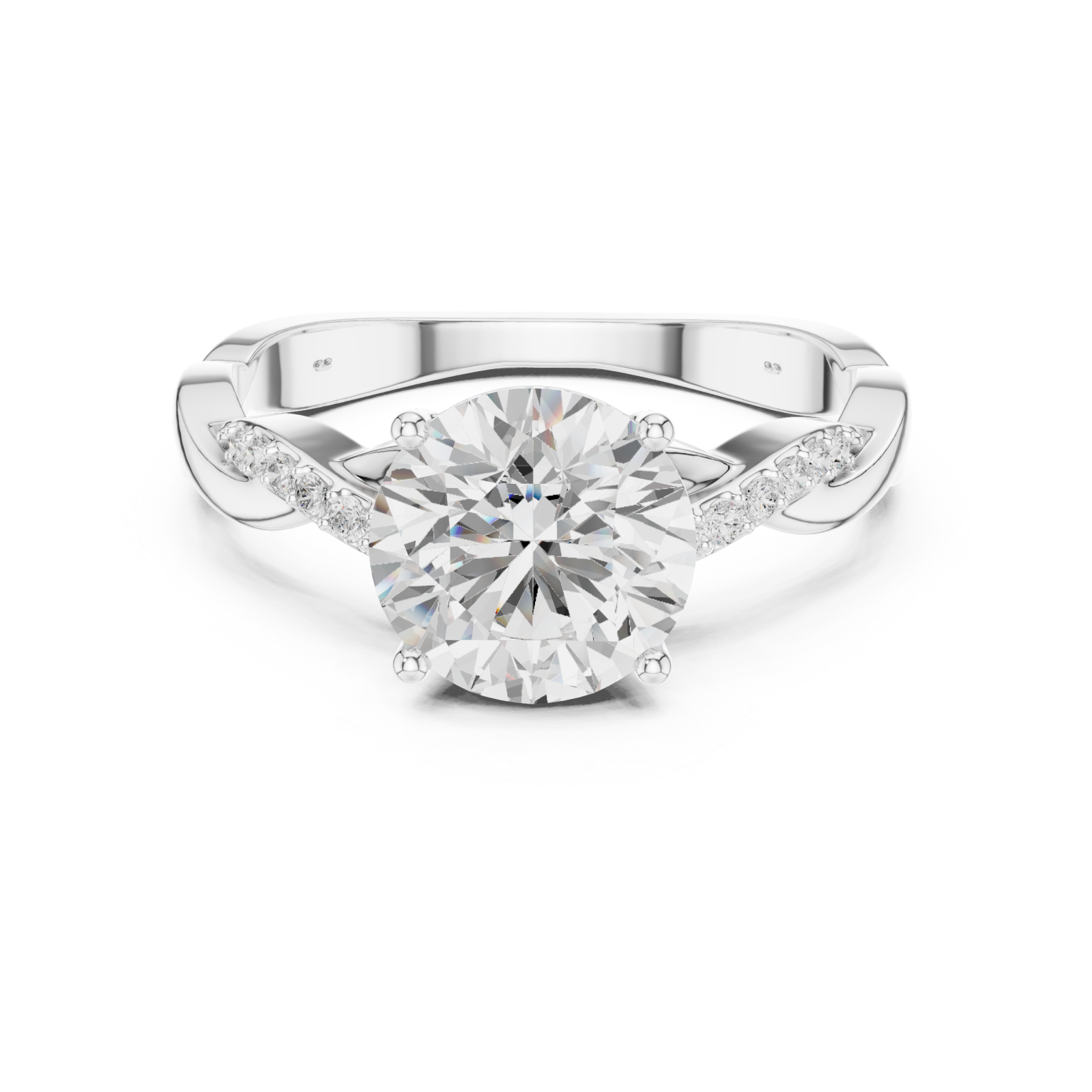  White Gold Lavish Crest Solitaire Ring Front View