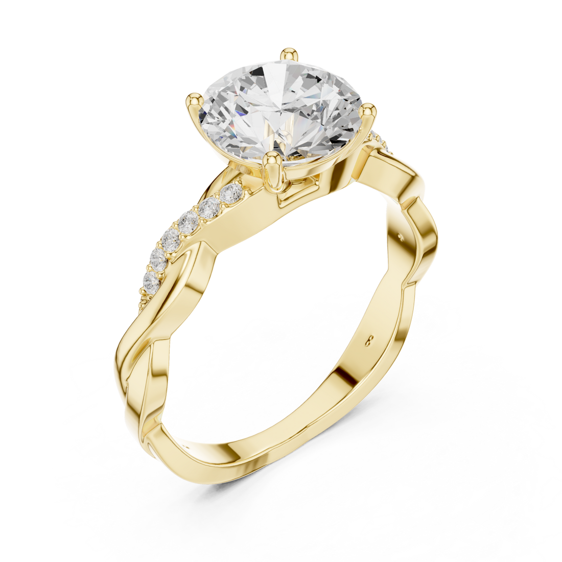 Gold Lavish Crest Solitaire Ring Right View