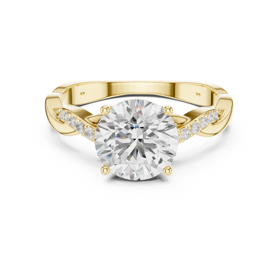 Gold Lavish Crest Solitaire Ring Right View