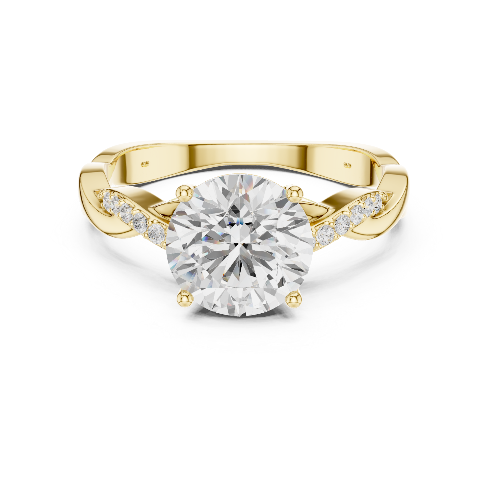  Gold Lavish Crest Solitaire Ring Front View