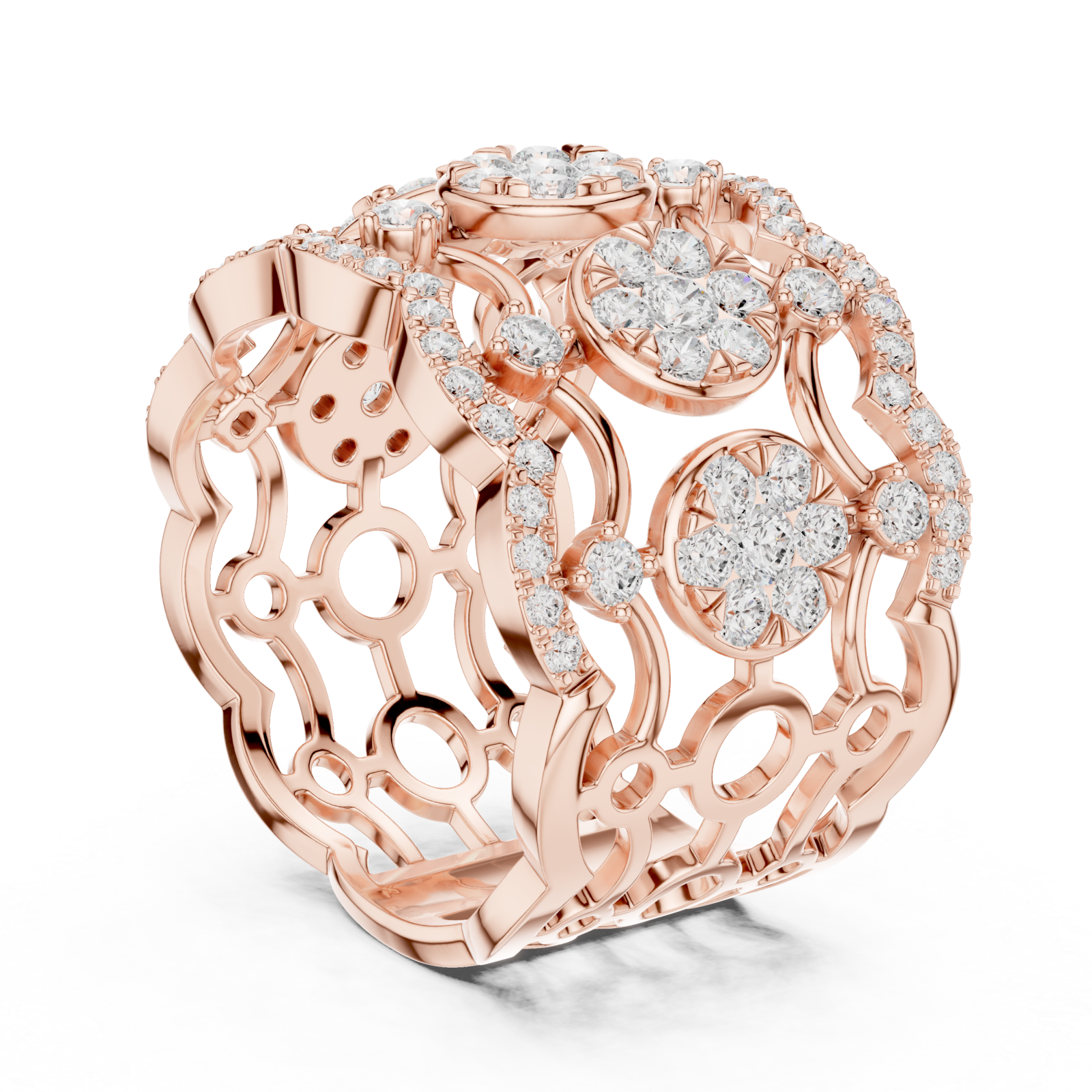  Rose Gold Celestial Blossom Band Ring Left View