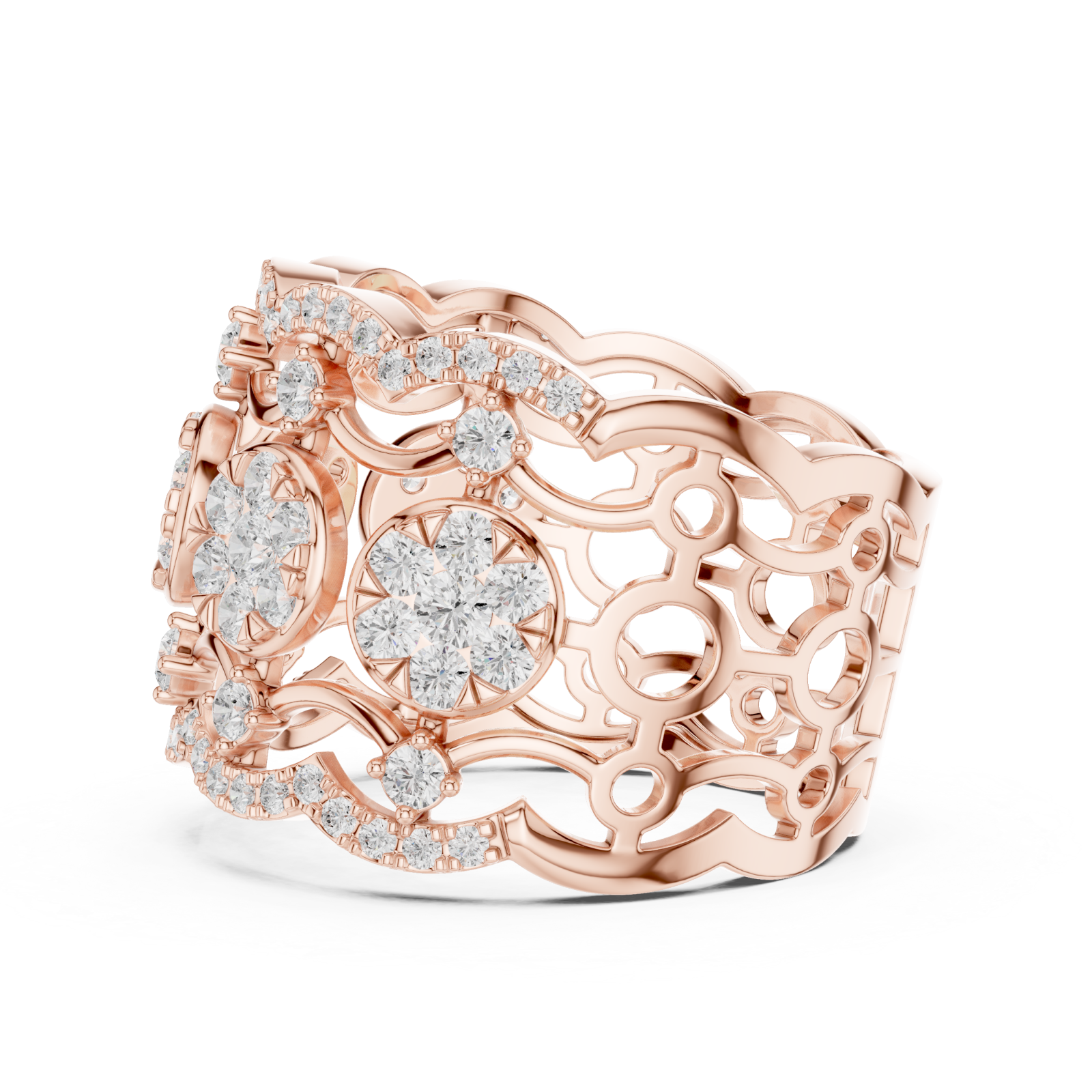  Rose Gold Celestial Blossom Band Ring Side View