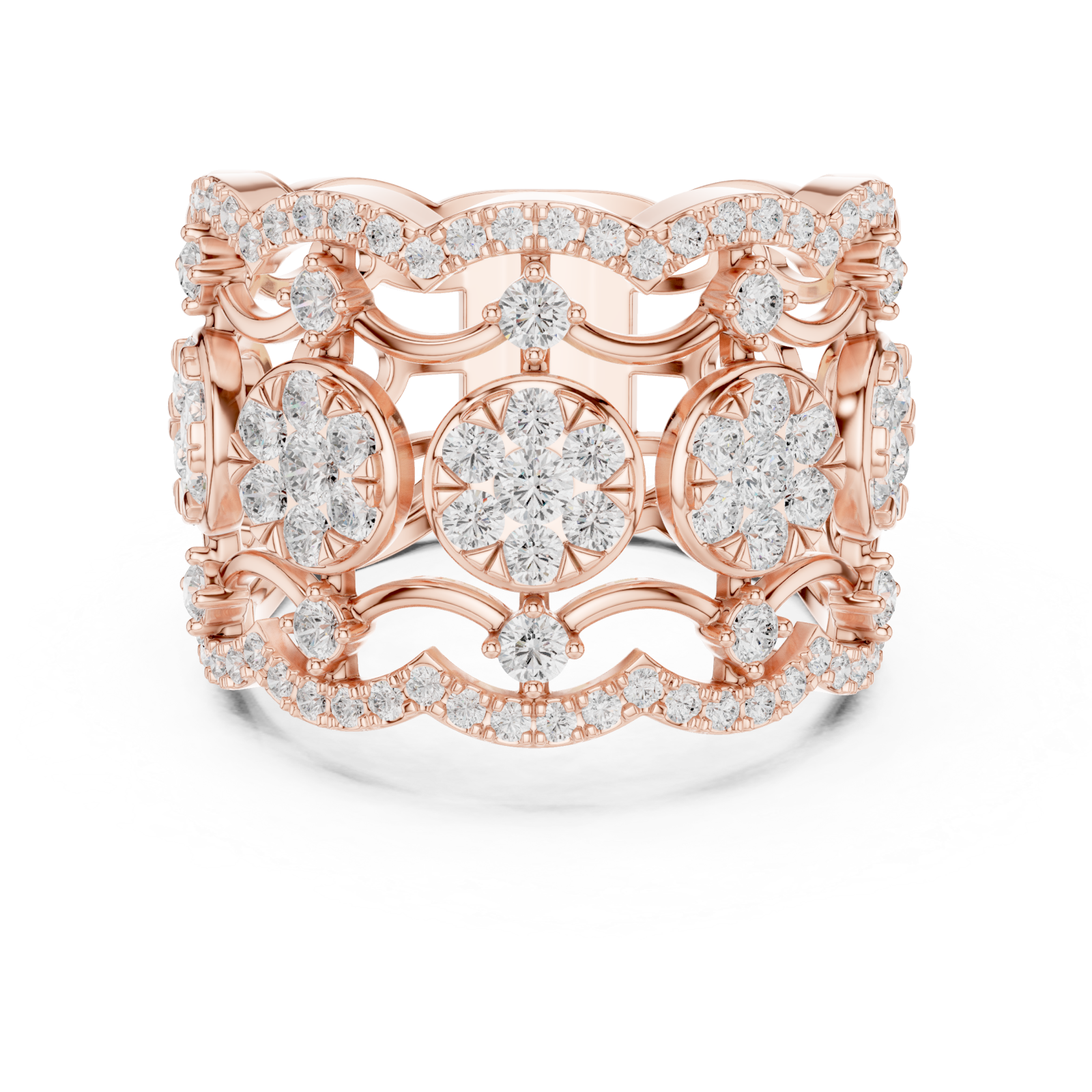  Rose Gold Celestial Blossom Band Ring Front View