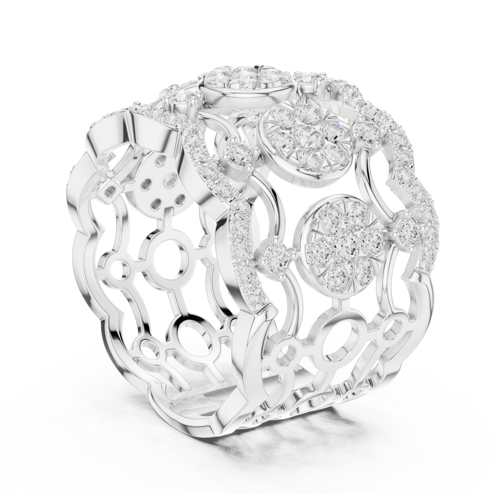  White Gold Celestial Blossom Band Ring Left View