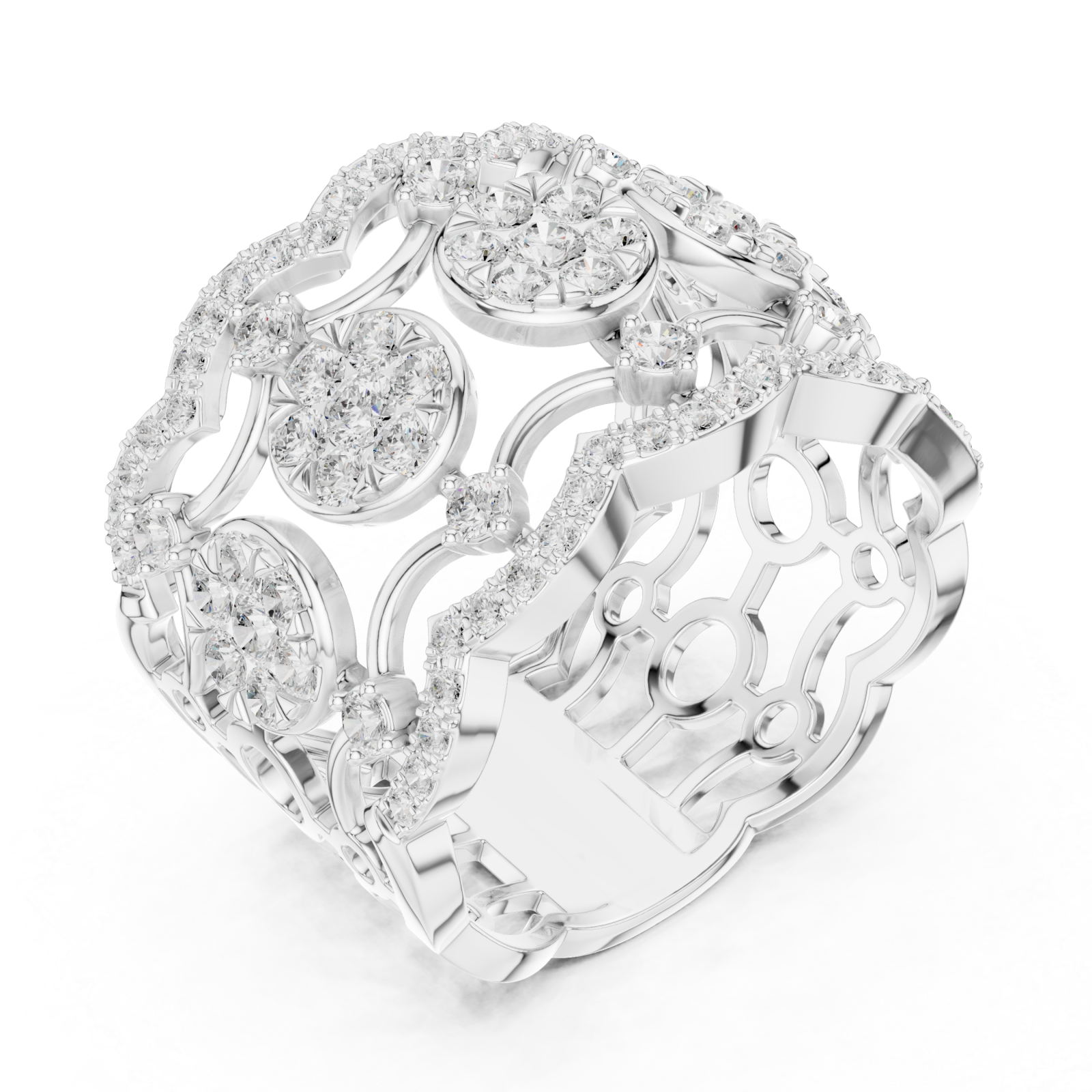  White Gold Celestial Blossom Band Ring Right View