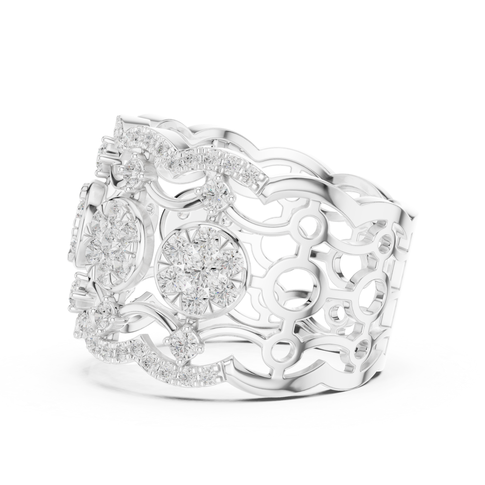  White Gold Celestial Blossom Band Ring Side View