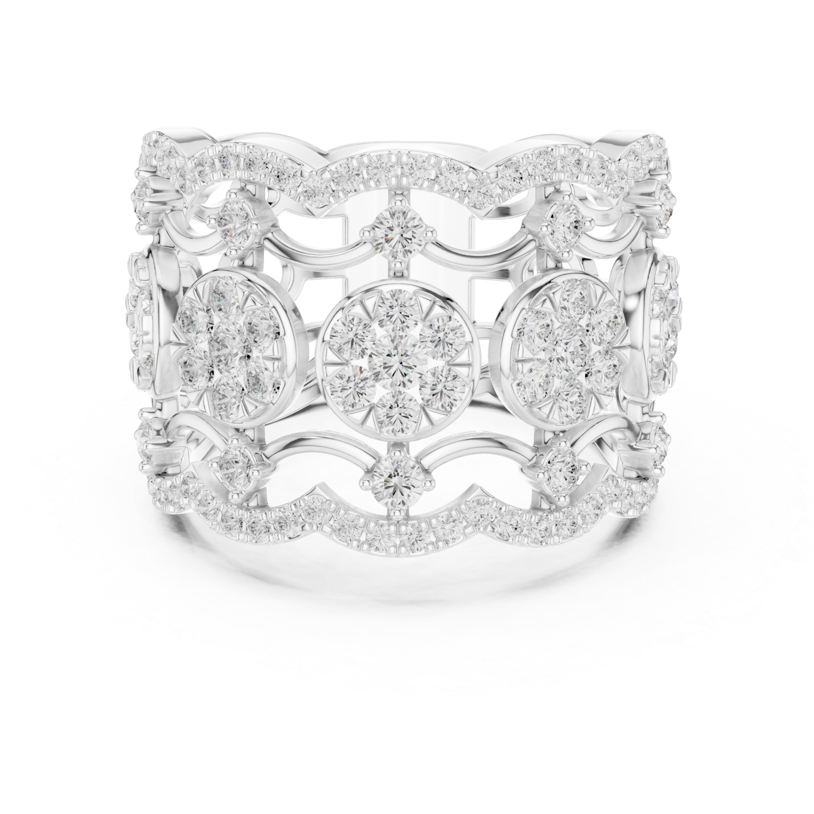  White Gold Celestial Blossom Band Ring Front View