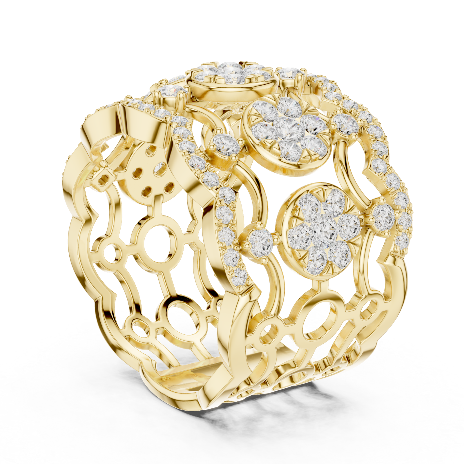  Gold Celestial Blossom Band Ring Left View