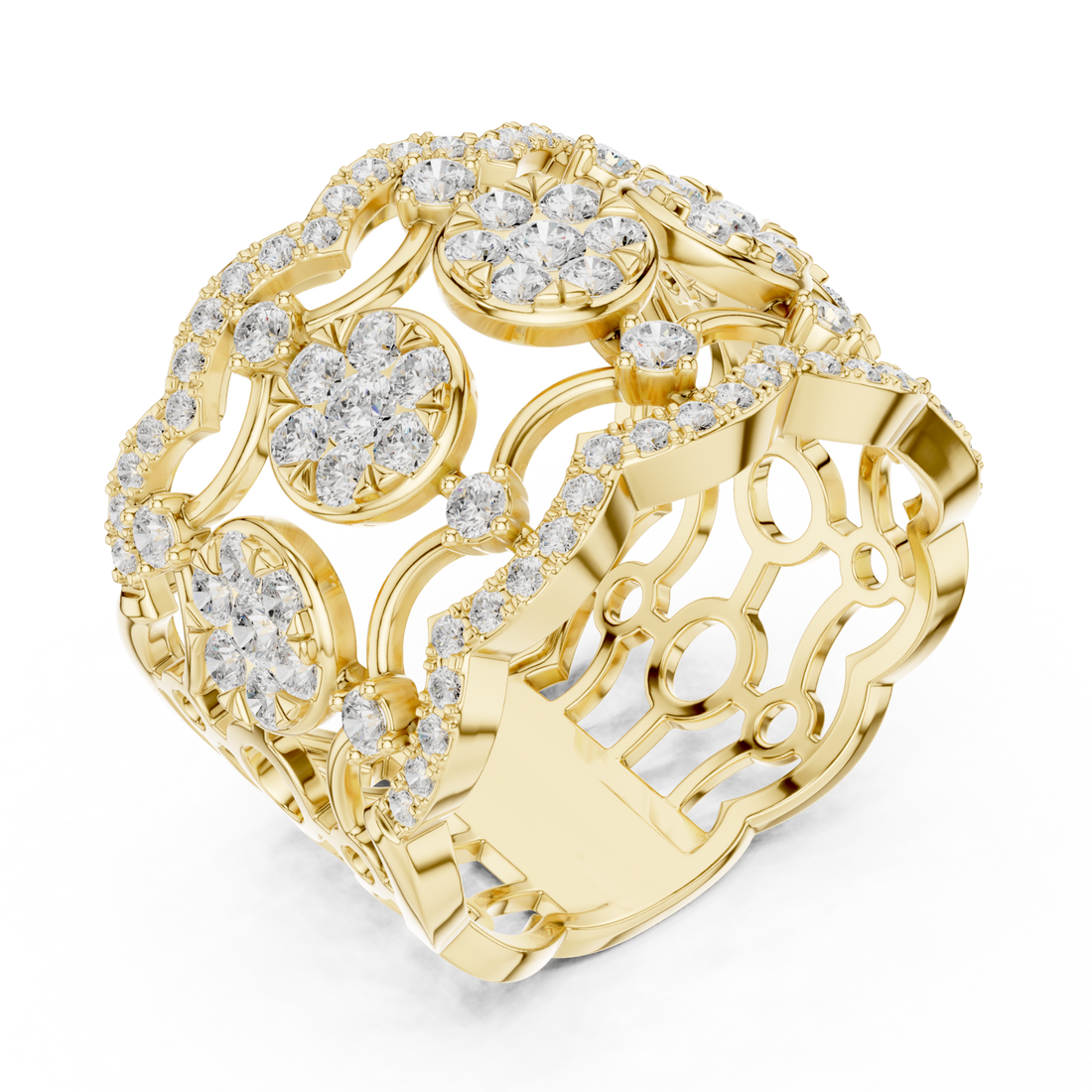 Gold Celestial Blossom Band Ring Right View