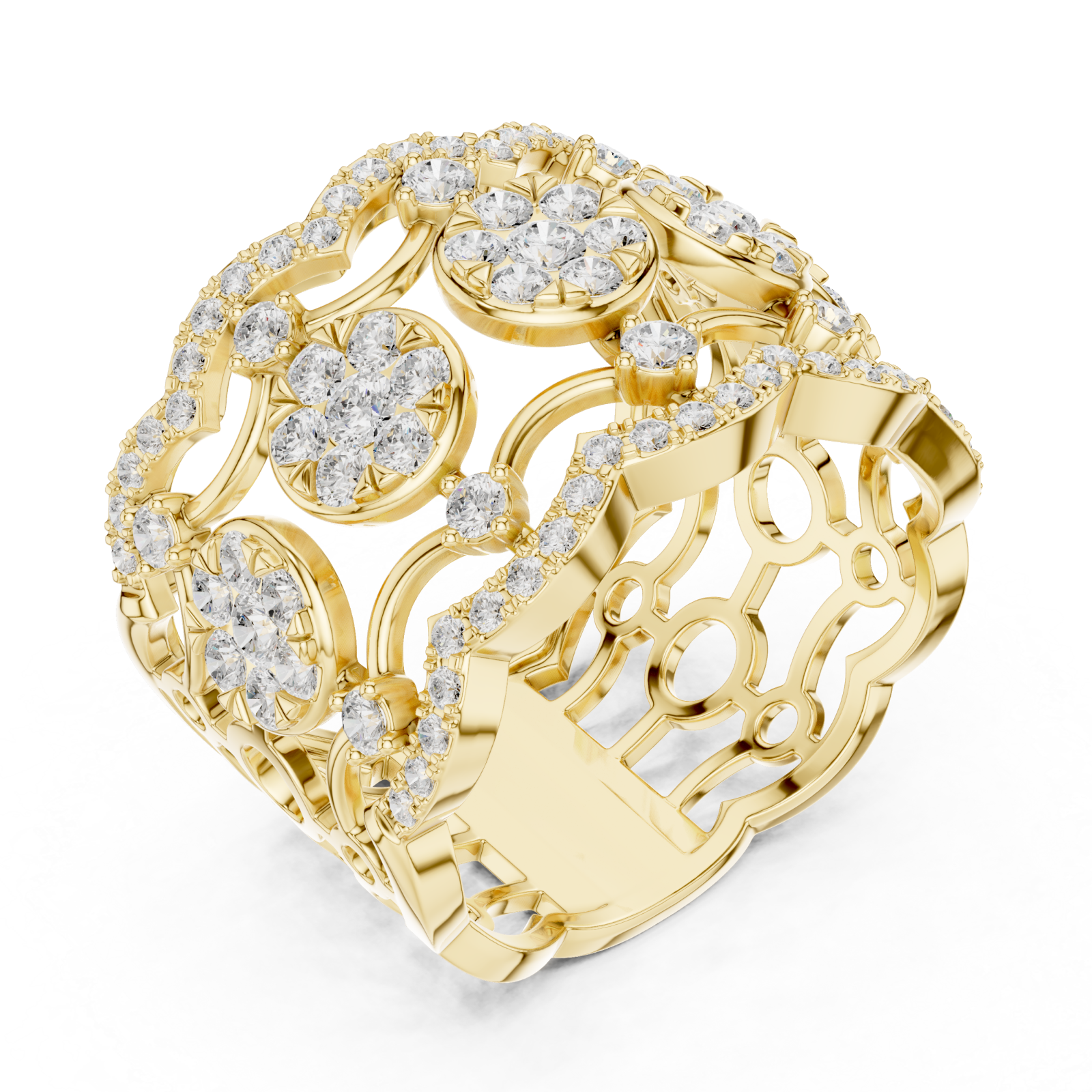 Gold Celestial Blossom Band Ring Right View
